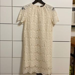 Zara basic cream lace shift dress